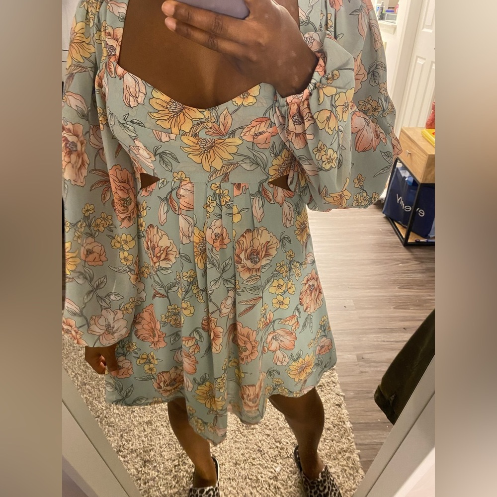 Floral cut out dress